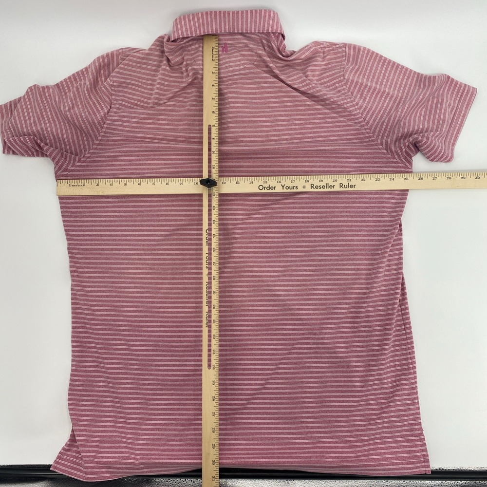 johnnie-O Polo Shirt Mens Large Pink Striped Golf Performance Summer Athleisure - Picture 9 of 12